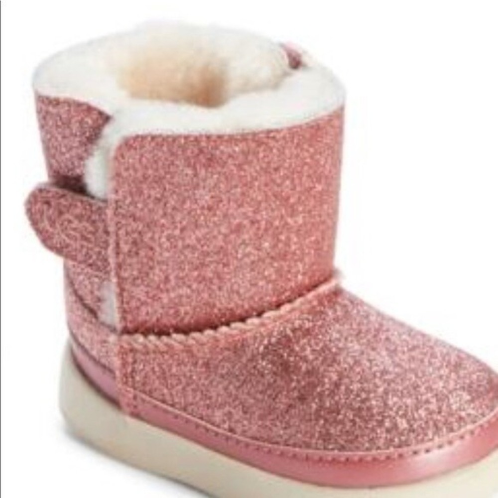 New UGG Baby Pink Keelan Glitter  Shearling Boot Size 0/1